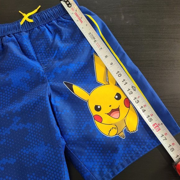 Pokemon Pikachu Rash Guard Boy Swim Trunks Polyester Lining Sz 10/12 Blue Yellow - Picture 6 of 7